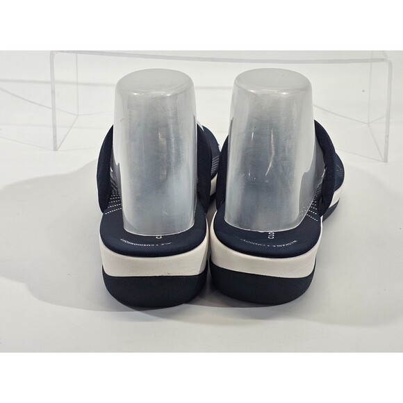 CLARKS Women's 9 Arla Kaylie‎ 2 Fabric Thong Flip Flop Beach Pool Sandals Navy - Picture 6 of 11
